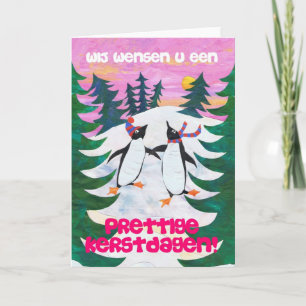 Festividades Cartão de Natal Neerlandês - Pinguins de Pé