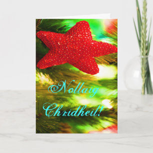 Festividades Cartão de Natal Nollaig Chridheil Red Star