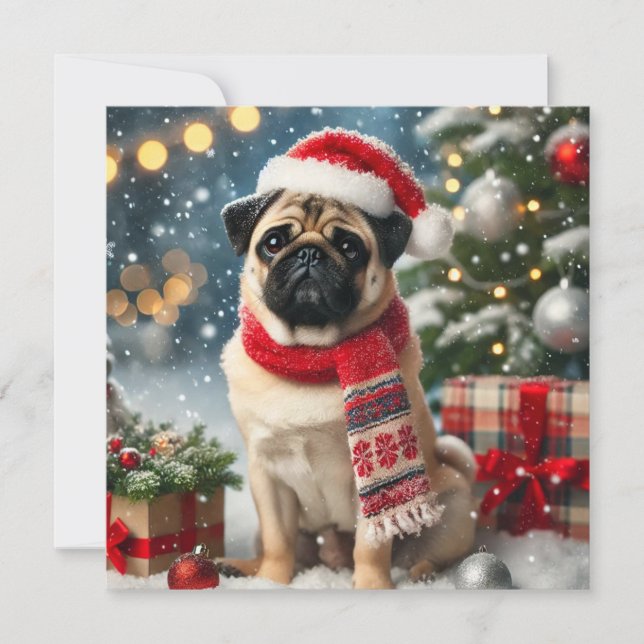 Festividades Cartão de Natal Norman T Pug (Frente)