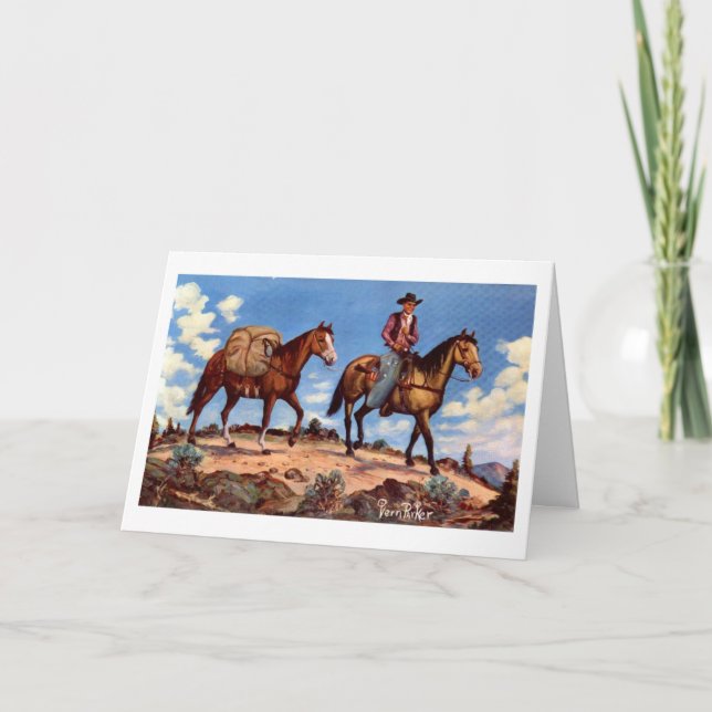 Festividades Cartão de Natal Ocidental "On Trail" (Frente)