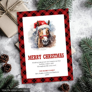 Festividades cartão de Natal ocidental xadrez cowboy rústico