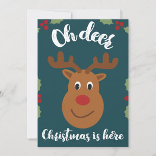Festividades Cartão de Natal Oh Deer, Adorável Piada Engraçada 