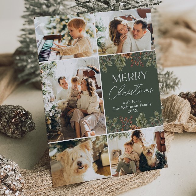 Festividades Cartão de Natal para a Família Botânica Verde Boho (Criador carregado)