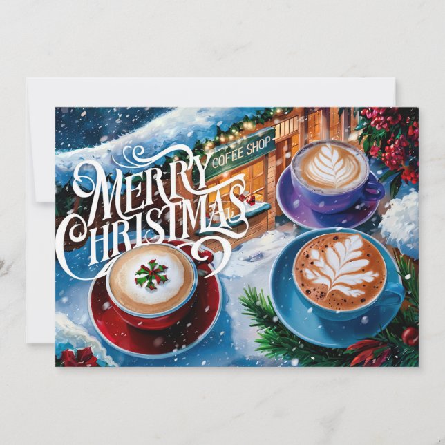 Festividades Cartão de Natal para Amantes de Café #6 (Frente)