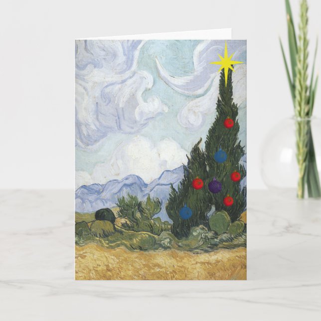 Festividades Cartão de Natal para Artistas da Cipress Van Gogh (Frente)