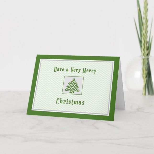 Festividades Cartão de Natal para Árvore de Stripes Chevron Viz (Frente)