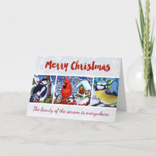 Festividades Cartão de Natal para Aves de inverno do Cardeal Ve