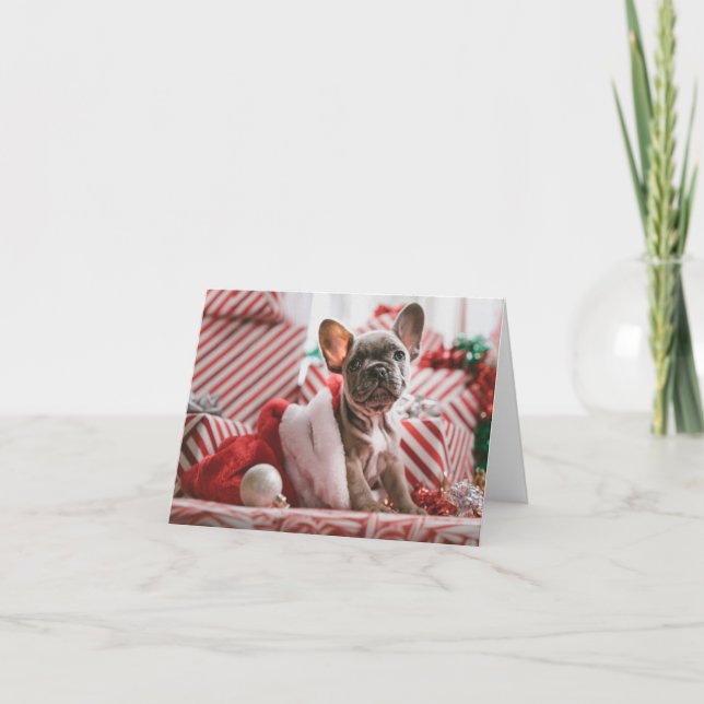 Festividades Cartão de Natal para Buldogue Francês (Frente)