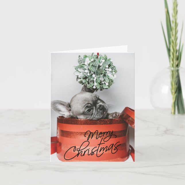 Festividades Cartão de Natal para Buldogue Francês (Frente)