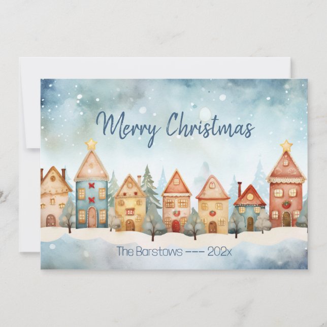 Festividades Cartão de Natal Para Casas De Pão De Gingerpão (Frente)