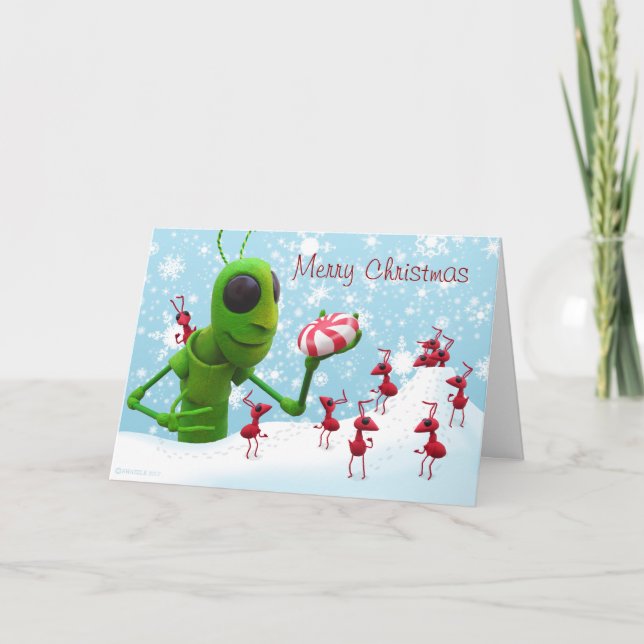 Festividades Cartão de Natal para gafanhotos e formigas (Frente)