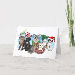 Festividades Cartão de Natal para gatos e tripulantes 5" x 7"