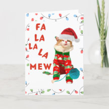 Cartão de Natal para gatos Fa la la Mew