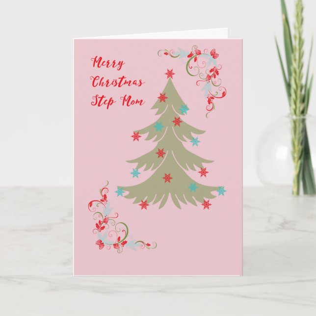 Festividades Cartão de Natal para Madrasta Árvore Designer (Frente)