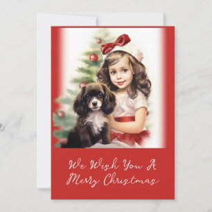 Festividades Cartão de Natal para Menina e Puppy