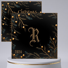 Festividades Cartão de Natal para Monograma da Família Negra El