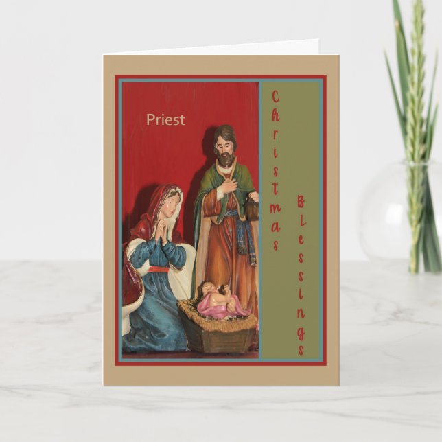 Festividades Cartão de Natal para o seu sacerdote com gerente (Frente)