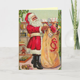 Festividades Cartão de Natal para Papais noeis Vintage