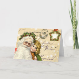 Festividades Cartão de Natal para Papais noeis Vintage