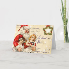Festividades Cartão de Natal para Papais noeis Vintage