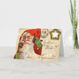 Festividades Cartão de Natal para Papais noeis Vintage