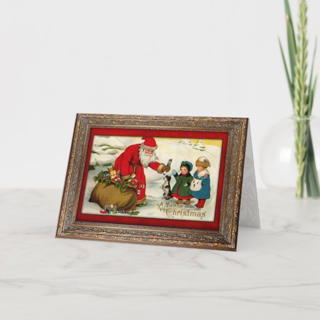 Festividades Cartão de Natal para Papais noeis Vintage (Frente)