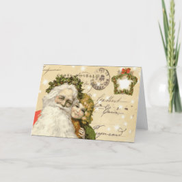 Festividades Cartão de Natal para Papais noeis Vintage