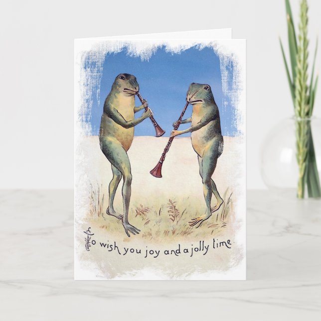 Festividades Cartão de Natal para Sapos de Música Vitorianos (Frente)