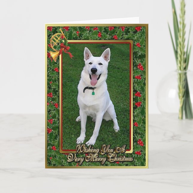Festividades Cartão de Natal para Vazio de Cão Branco (Frente)