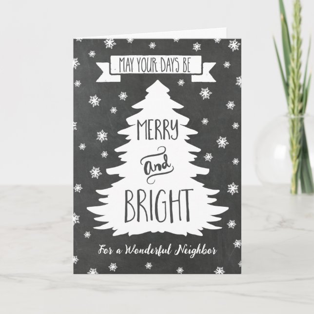 Festividades Cartão de Natal para Vizinho Chalkboard (Frente)