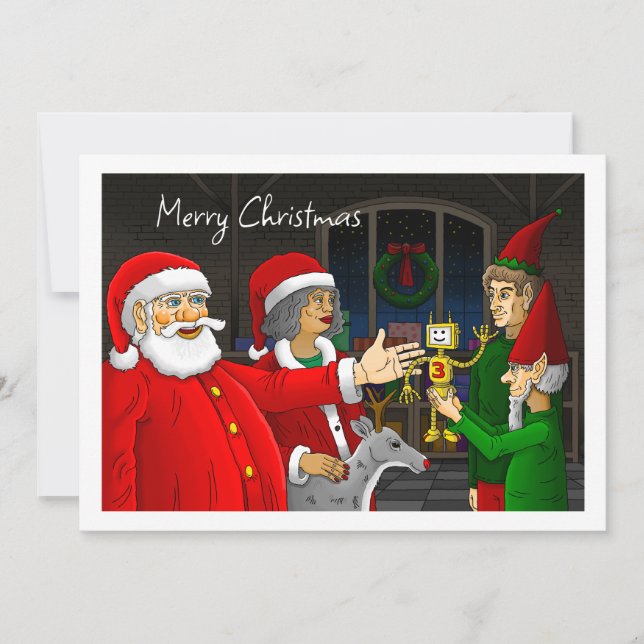 Festividades Cartão de Natal para Workshop Santa Claus (Frente)