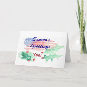Festividades Cartão de Natal Patriótico de Watercolor - Ver. 