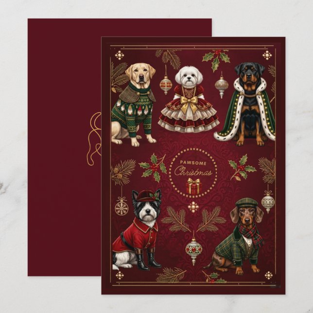 Festividades Cartão de Natal Pawsome (Frente/Verso)