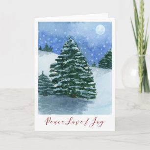 Festividades Cartão de Natal Peace Love and Joy Watercolor