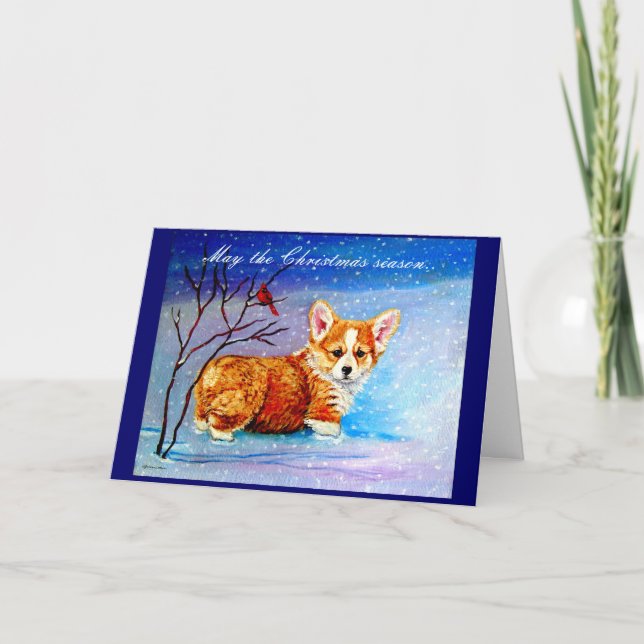 Festividades Cartão de Natal Pembroke Welsh Corgi (Frente)