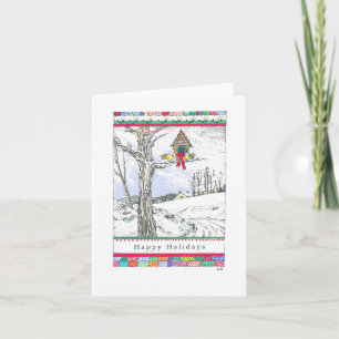 Festividades Cartão de Natal Personalizado "Aves de Neve"