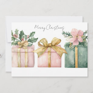 Festividades Cartão de Natal Personalizado com Aquarela Festiva