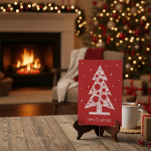 Cartão de Natal Personalizado com Árvore de Arte d