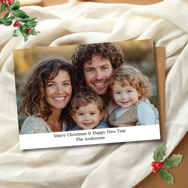 Festividades Cartão de Natal Personalizado com Foto (Family Photo Christmas Card Personalize it with your own text and photo.)