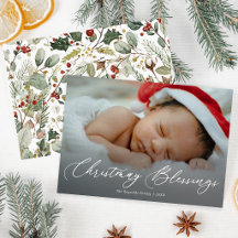 Cartão de Natal Personalizado com Foto do Bebê e B