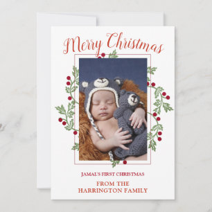 Festividades Cartão de Natal personalizado com foto do bebê no