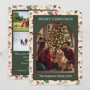 Festividades Cartão de Natal personalizado de 5 fotos Arco Verd