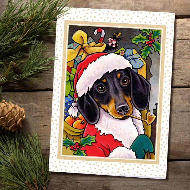 Festividades Cartão de Natal Personalizado de Dachshund para Cã (Criador carregado)