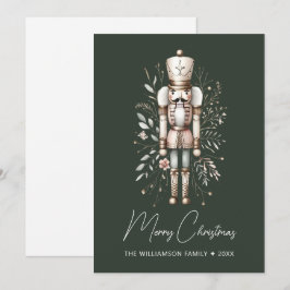 Festividades Cartão de Natal Personalizado de Noz-Cacker Verde
