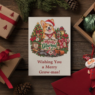 Festividades Cartão de Natal Personalizado do Corgi, Amante de
