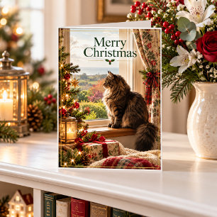 Festividades Cartão de Natal Personalizado do Gato Boston na Ja