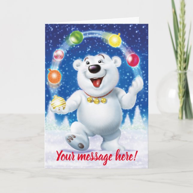 Festividades Cartão de Natal personalizado do Polar Bear malaba (Frente)