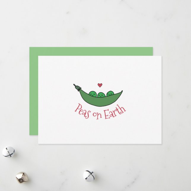 Festividades Cartão de Natal Personalizado "Ervilhas na Terra" (Frente/Verso In Situ)