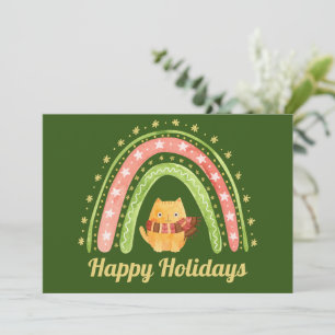 Festividades Cartão de Natal Personalizado Gato de Natal & Arco