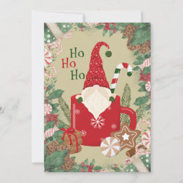 Festividades Cartão de Natal Personalizado Gnome Santa Flat